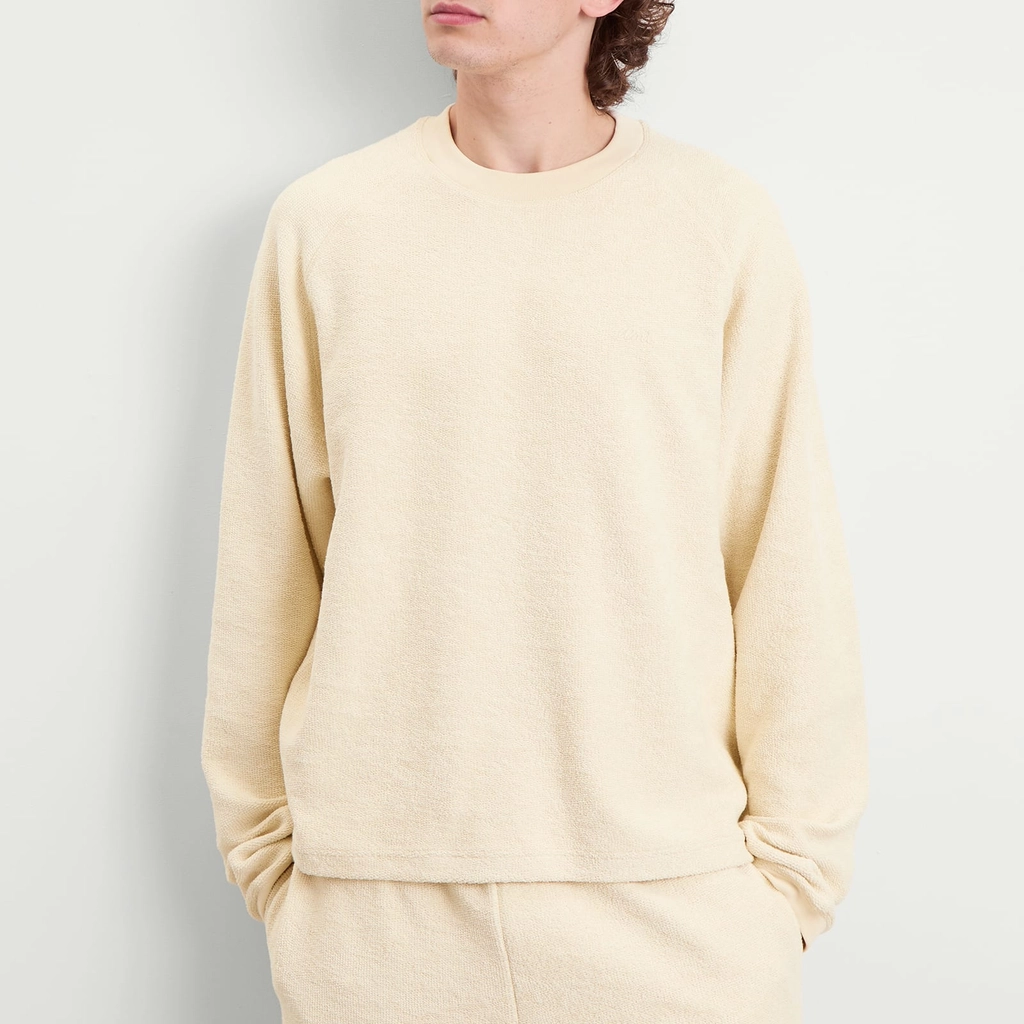 AMI Paris Men's Reversed Non Brushed Fleece Crewneck Sweatshirt Ivoire